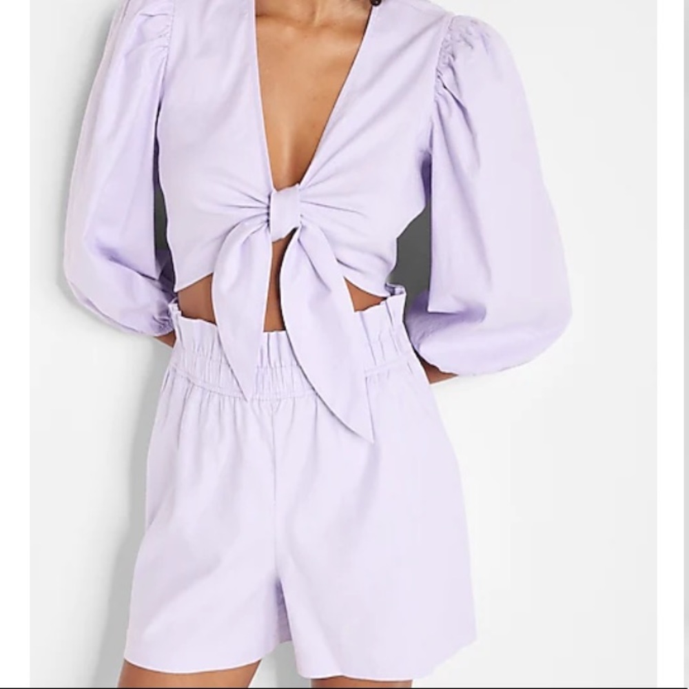 Super High Waisted Linen-Blend Pull On Paperbag Shorts